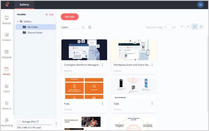 screenshot of friendlyway Digital Signage